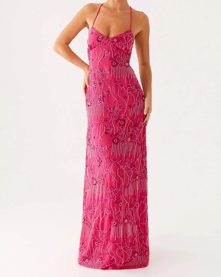 Sequin Floral Cami Maxi Dress