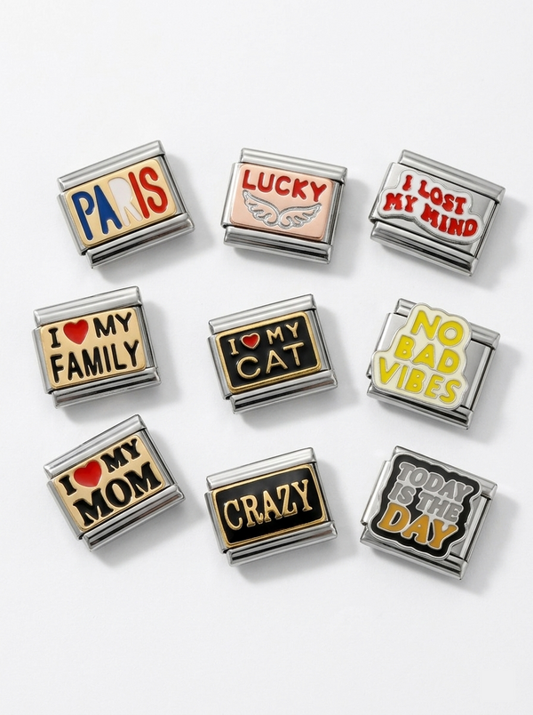 Enamel slogan Italian charm collection
