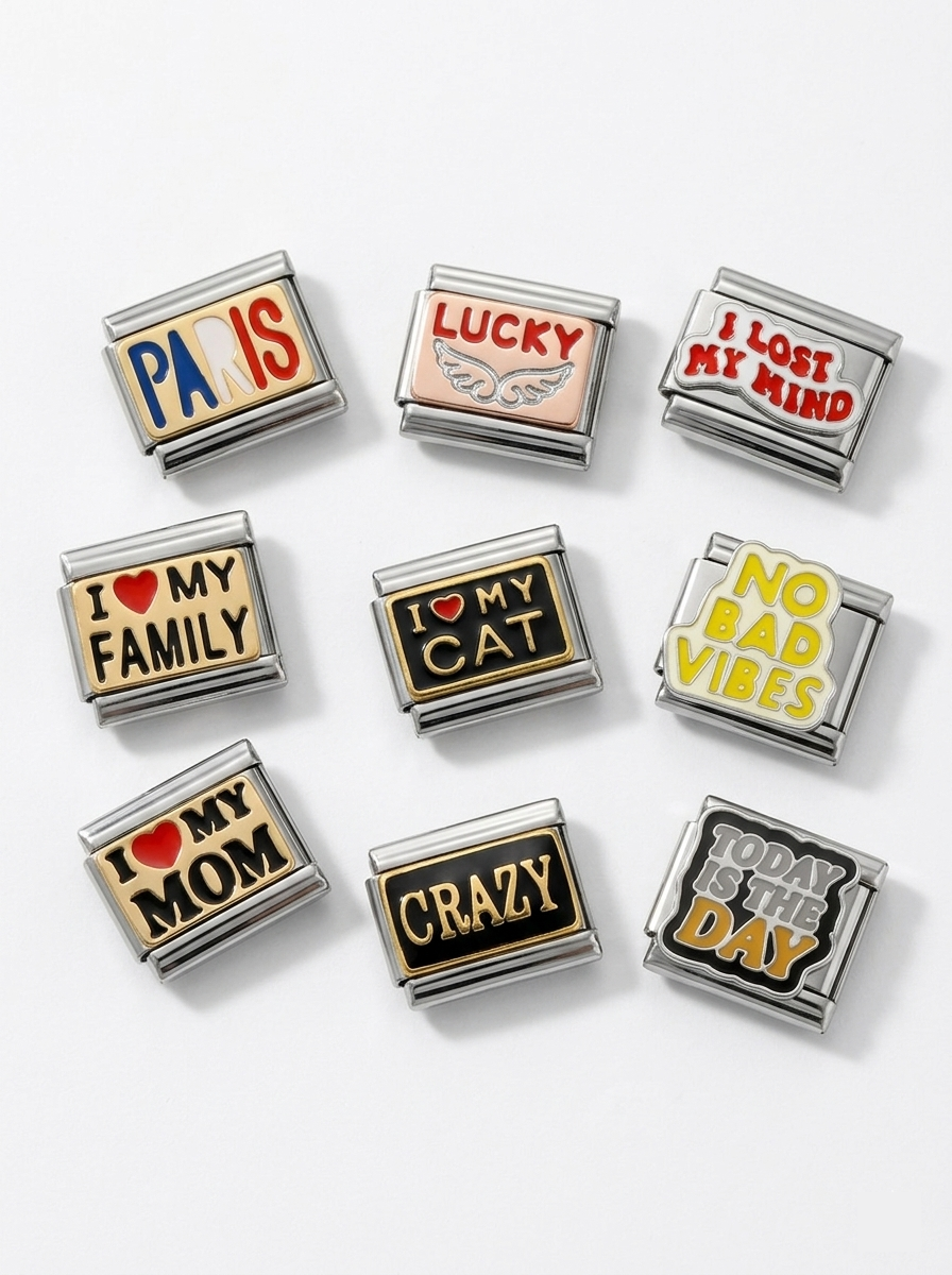 Enamel slogan Italian charm collection