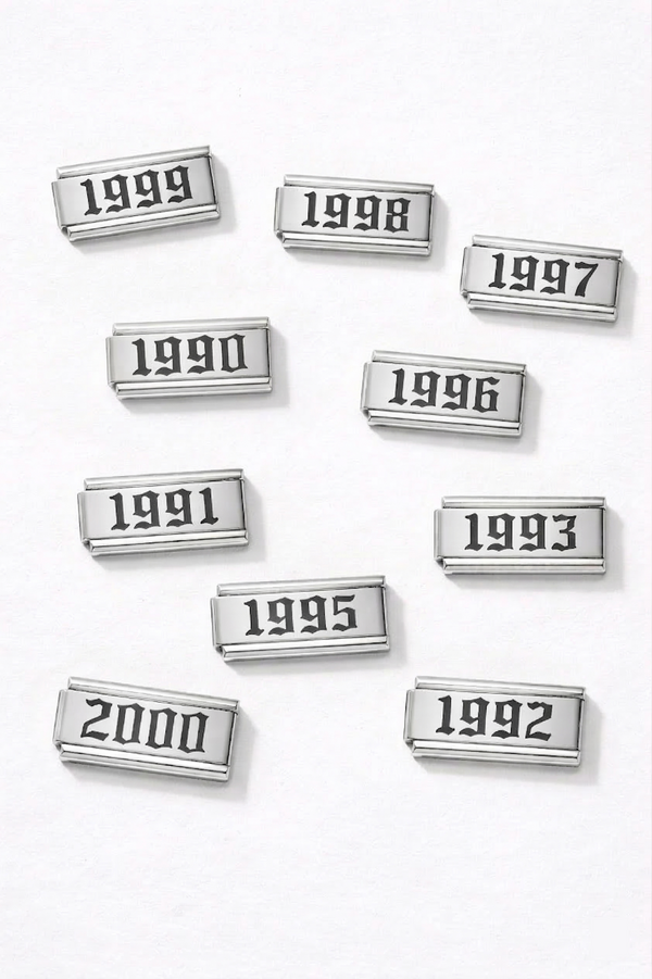 Year Italian charm on silver bracelet