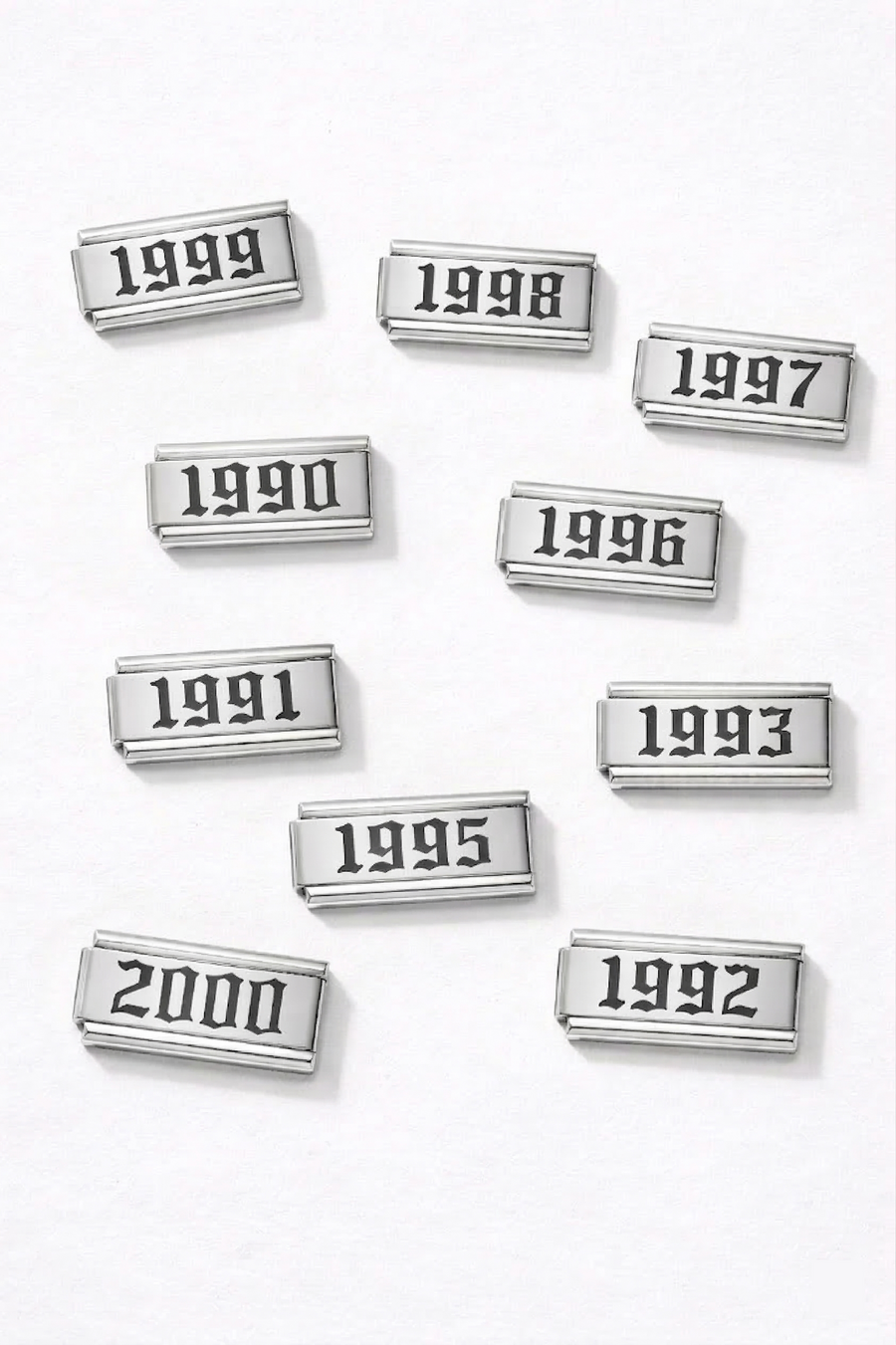 Year Italian charm on silver bracelet