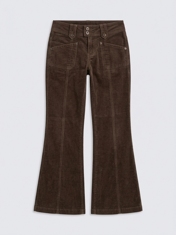 Brown Corduroy Low Rise Boot Cut Pants — alternate view