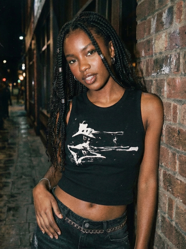 Guitar Print Ribbed Tank