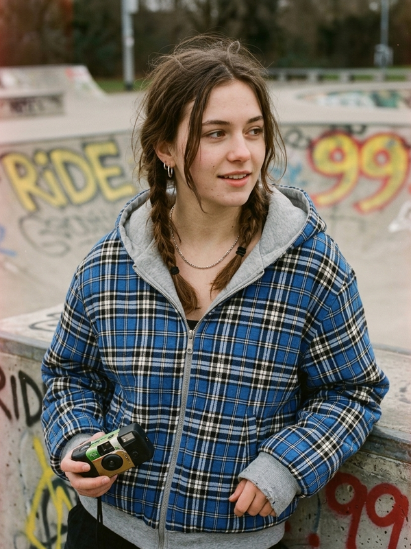 Double-Sided Plaid Zip Hoodie — alternate view