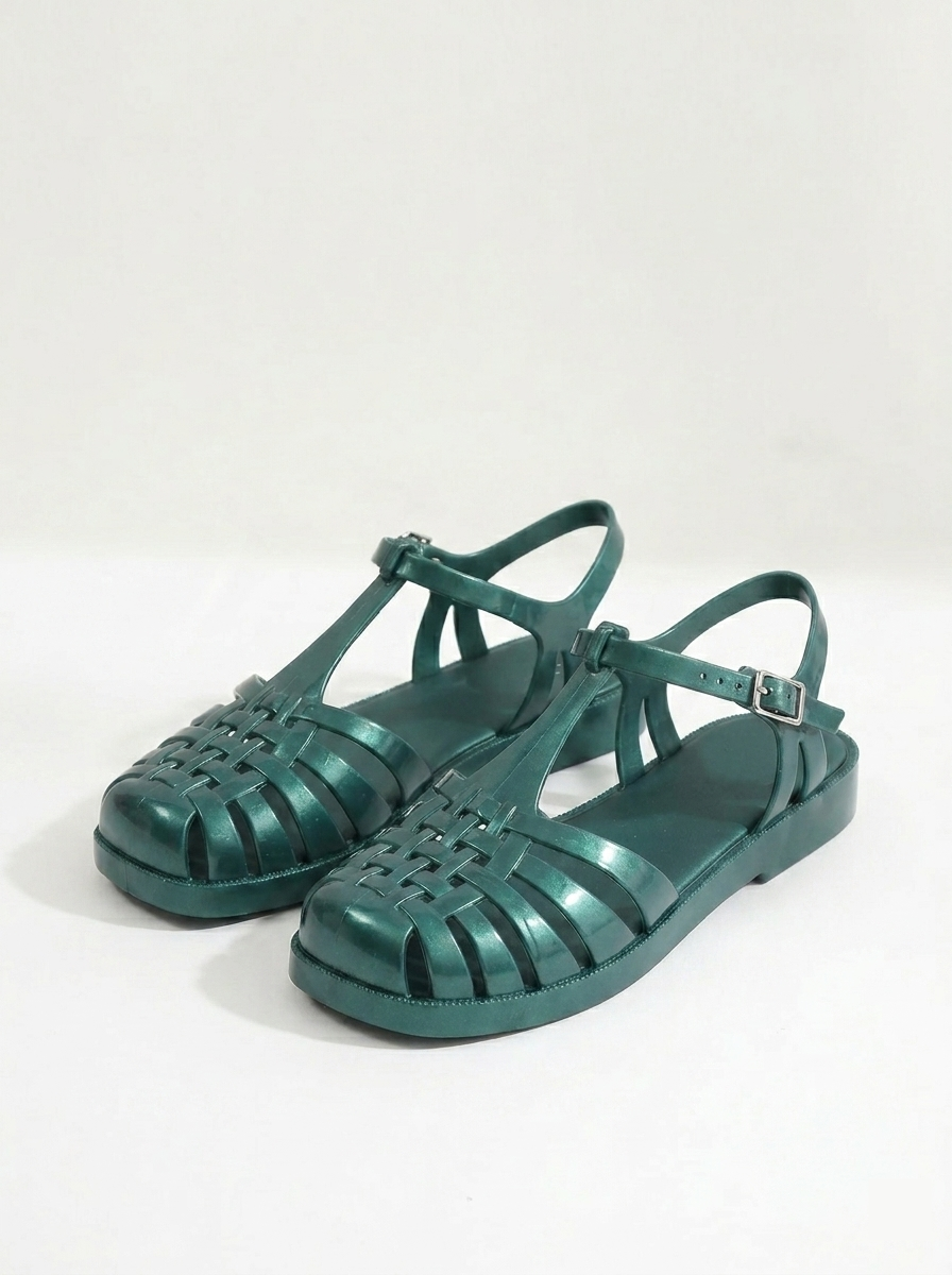 Square Toe Hollow Jelly Sandals