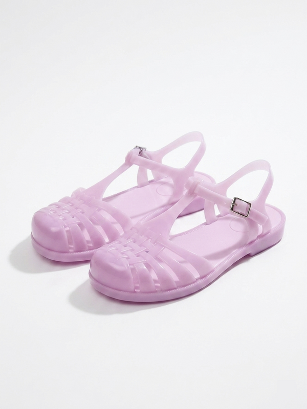 Square Toe Hollow Jelly Sandals