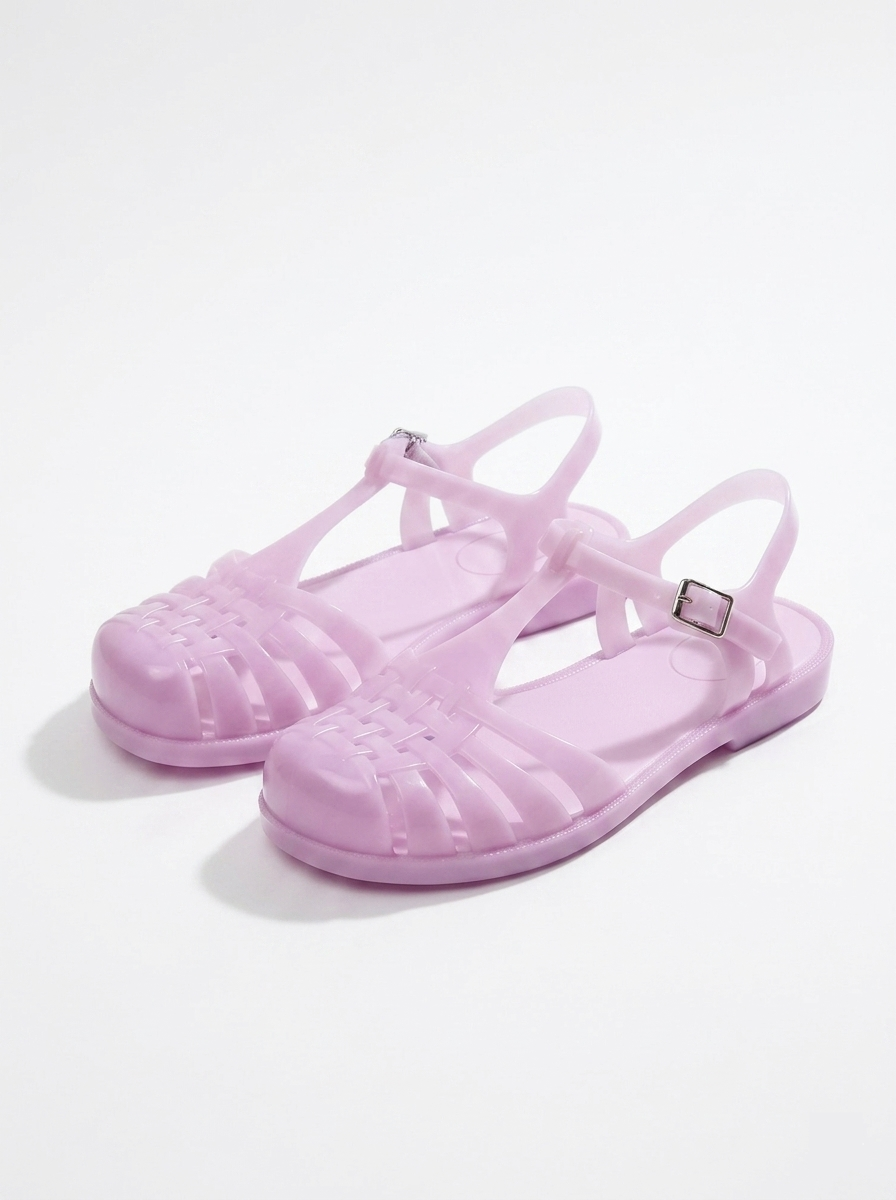 Square Toe Hollow Jelly Sandals