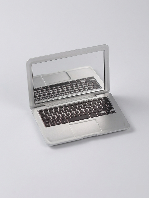 Laptop shaped compact mirror open