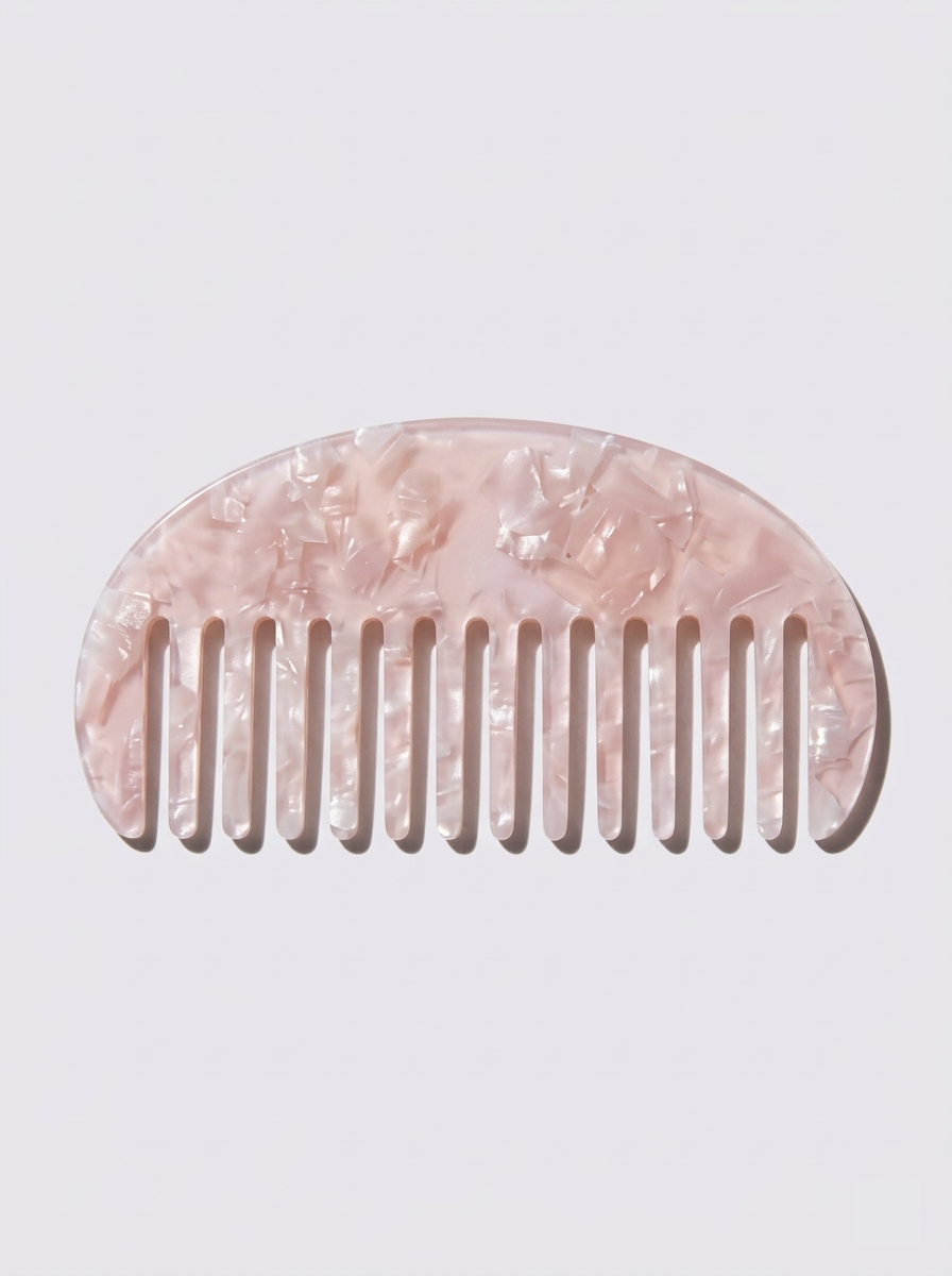 Half moon acetate hair comb on surface - view 9