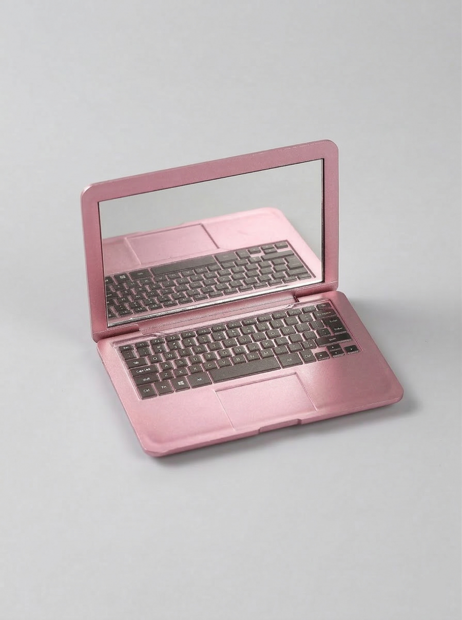 Laptop shaped compact mirror open - detail shot