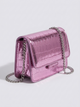 Metallic Croc Embossed Crossbody Bag