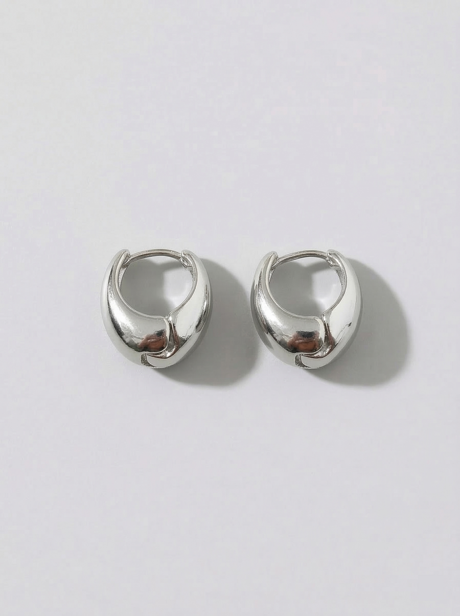 Chunky dome hoop earrings on model - alternate view