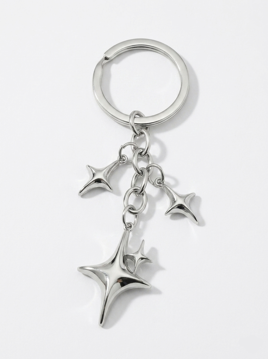 Star Moon Metal Keychain