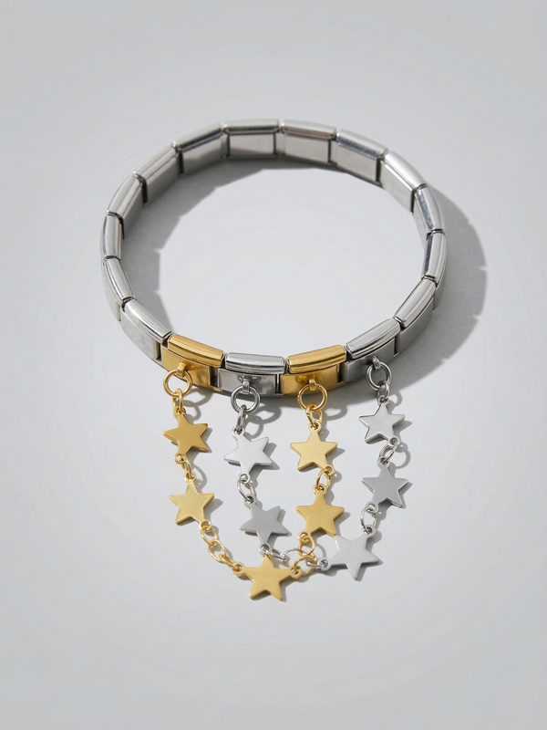 Star chain double Italian charm on bracelet