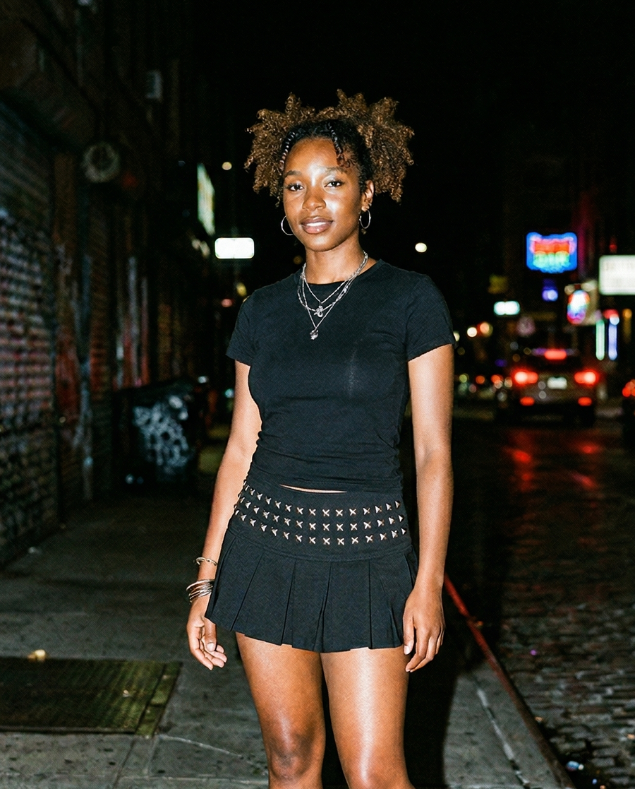 Studded Pleated Mini Skirt