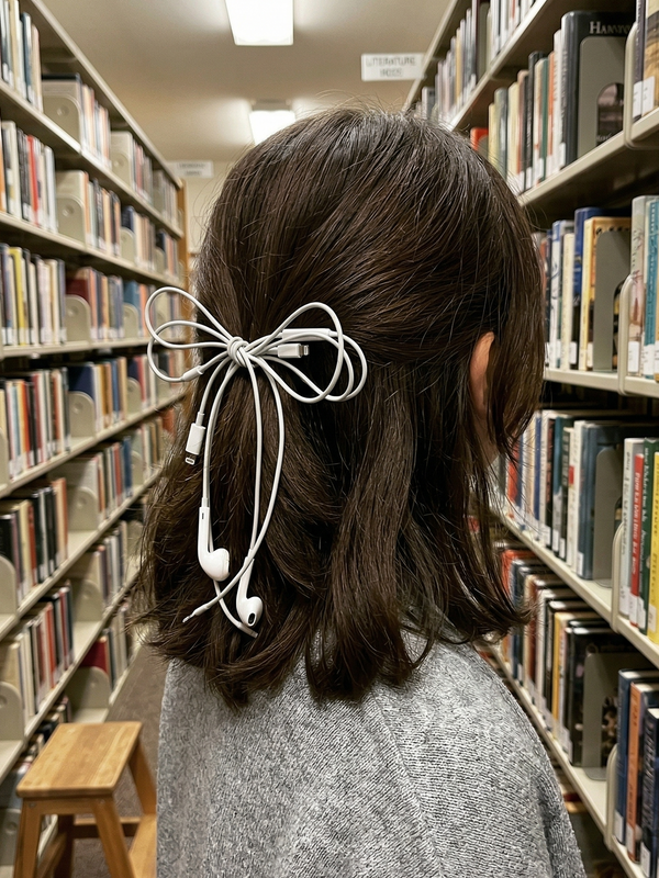 Headphone Wire Bow Hair Clip