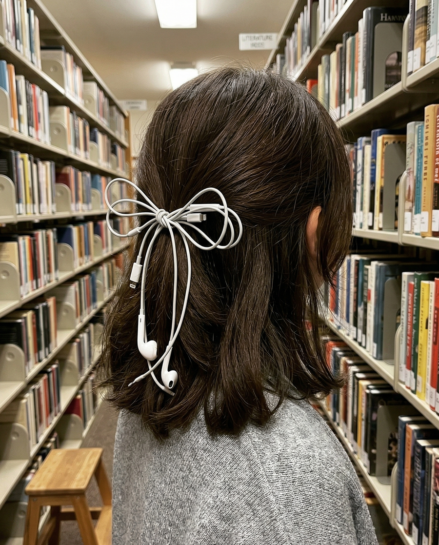 Headphone Wire Bow Hair Clip