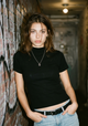 Short Sleeve Mock Neck Top