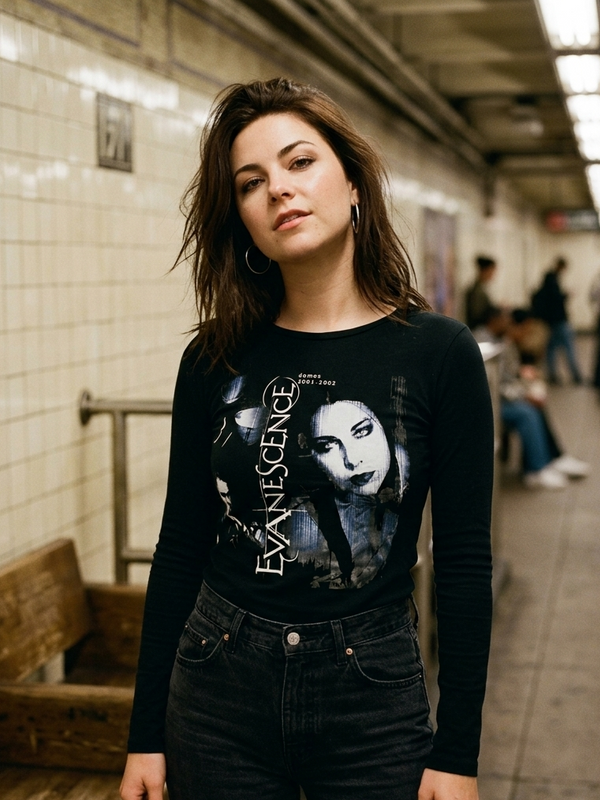 Evanescence graphic long sleeve shirt on model