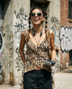 Print Ruffle Tulle Top