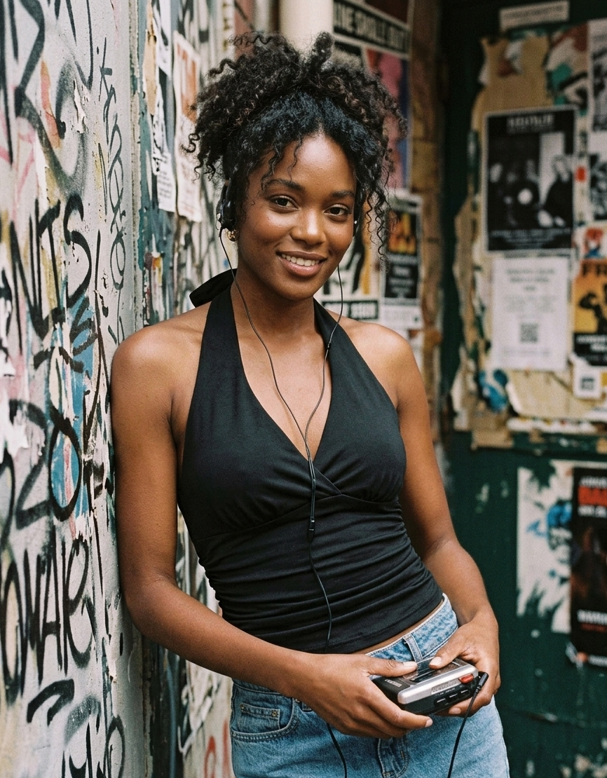 V-neck tie halter top on model