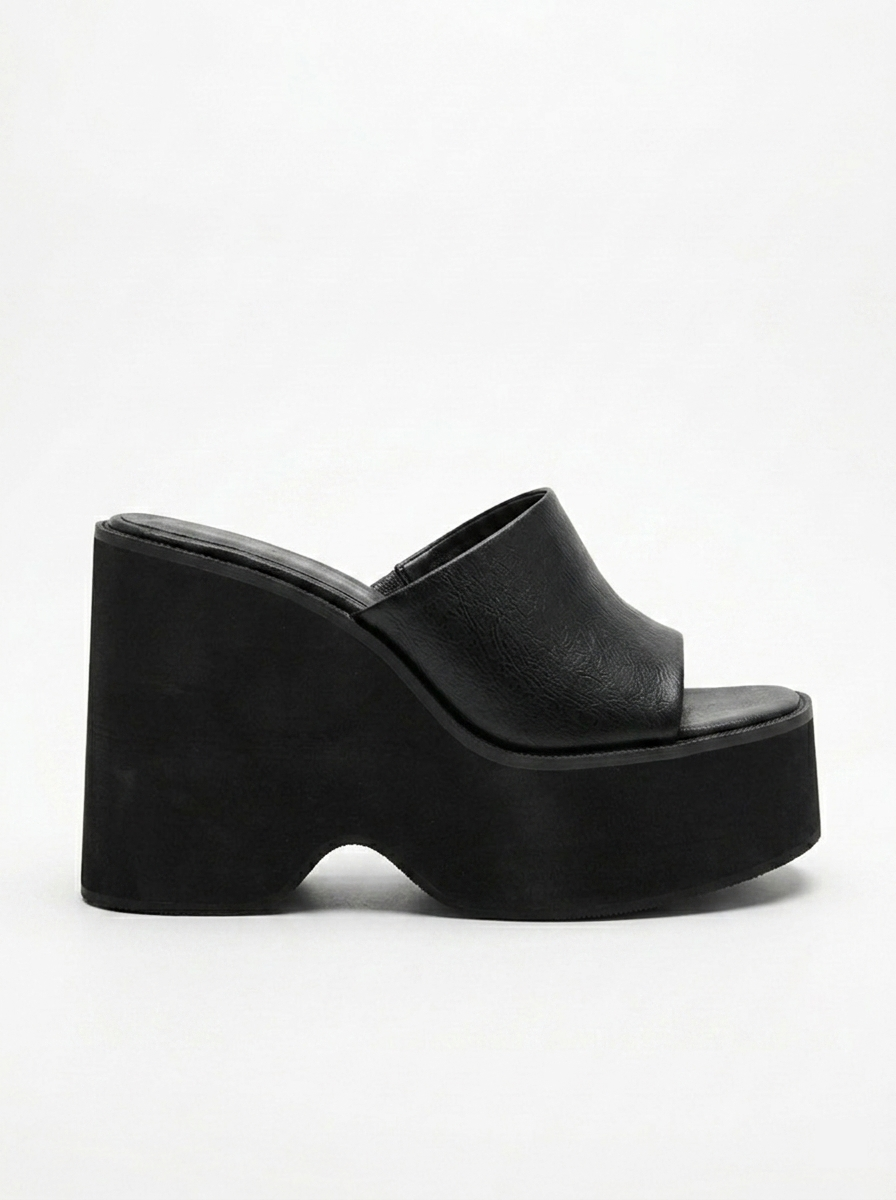 Square Toe Platform Mule Slides