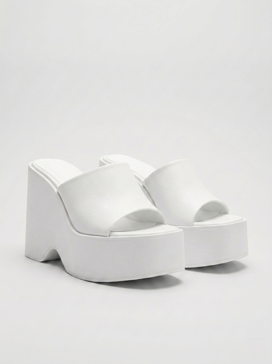 Square Toe Platform Mule Slides