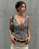 Zebra Print Draped Neck Backless Top